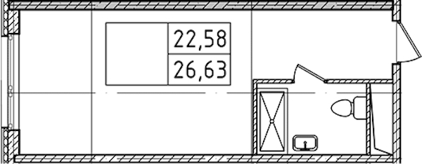 Квартира студия 26.63 м², 3/14 эт., Комплекс апартаментов «Ladozhsky Avenir»